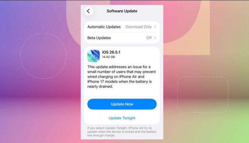 อัปเดตด่วนจี๋! iOS 26.5.1 แก้บั๊กชาร์จไฟไม่เข้า